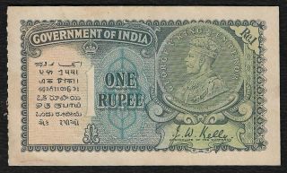 British India,  1935,  1 Rupee,  Jw Kelly Sign Note,  Prefix 