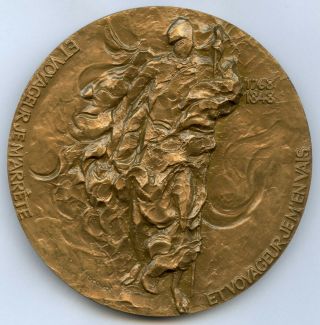 France Writer Francois Rene Chateaubriand Bronze Art Medal 77mm 270gr