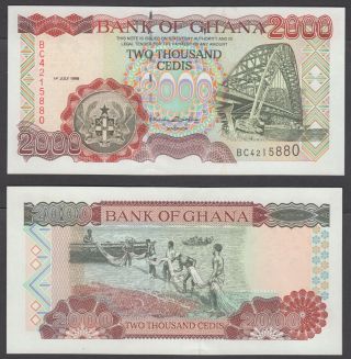 Ghana 2000 Cedis 1999 Unc Crisp Banknote P - 30