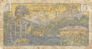 French Eq.  Africa 5 Francs Nd.  1947 P 20b Series R.  36 Circulated Banknote Glan
