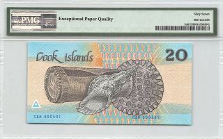 Cook Islands ND (1987) P - 5a PMG Gem UNC 67 EPQ 20 Dollars Low S/N 501 2