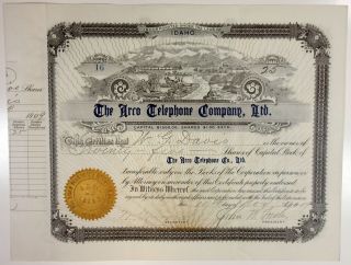 Id.  Arro Telephone Co.  Ltd. ,  1909 25 Shrs Capital Stock I/u Cert.  Xf