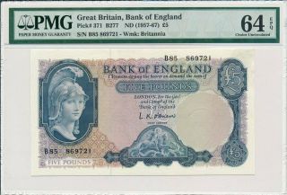 Bank Of England Great Britain 5 Pounds Nd (1957 - 67) Pmg 64epq