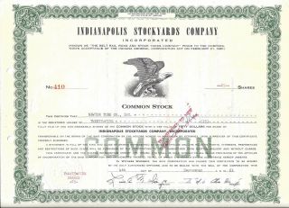 Indianapolis Stockyards Company.  1963 Common Stock Certificate