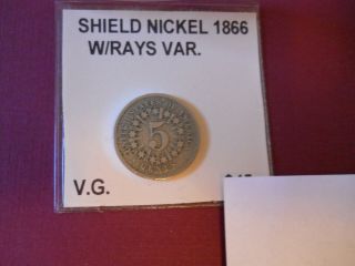 1866 Shield Nickel With Rays 5 Cents Civil War Year?