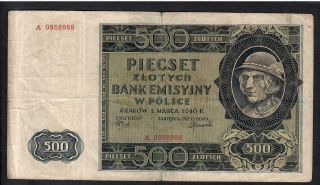 500 Zlotych From Poland 1940