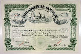 Philadelphia Bourse,  1960s Odd Shrs Specimen Stock Certificate,  Xf Ea Wright Bnc