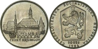 Czechoslovakia: 50 Korun Silver 1986 (cesky Krumlov) Unc