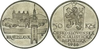 Czechoslovakia: 50 Korun Silver 1986 (bratislava) Unc