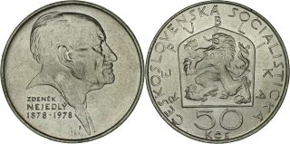 Czechoslovakia: 50 Korun Silver 1978 (zdenek Nejedly) Unc