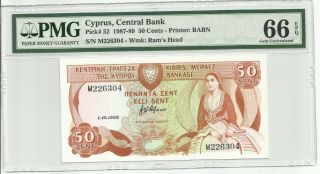 Cyprus 50 Cents 1988 66epq - Unc Banknote Pick 52