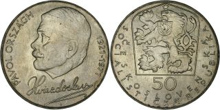 Czechoslovakia: 50 Korun Silver 1971 (pavol Orszach) Unc