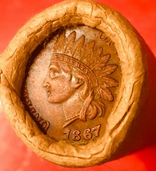 1867 INDIAN HEAD / 1909 VDB BANK OF SAN FRANCISCO OBW LINCOLN WHEAT PENNY ROLL 4