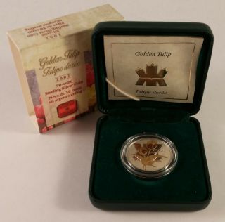 2002 Canada 50 Cents Golden Tulip Selectively Gold Plated Proof Silver Coin