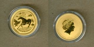 2014 Australian $25 Lunar Year Of The Horse Gold Coin - 1/4 Oz.  9999 Gold