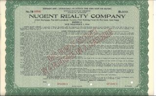 Nugent Realty Company.  Abn " Specimen " Temporary First Mortgage Bond
