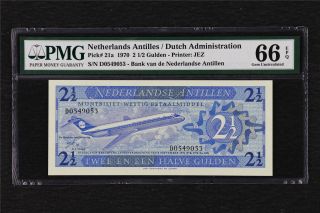 1970 Netherlands Antilles 2 1/2 Gulden Pick 21a Pmg 66 Epq Gem Unc