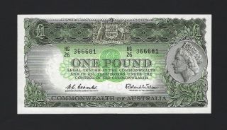 1961 Australia 1 Pound,  P - 34 Reserve Bank Coombs / Wilson,  Unc Qeii Type