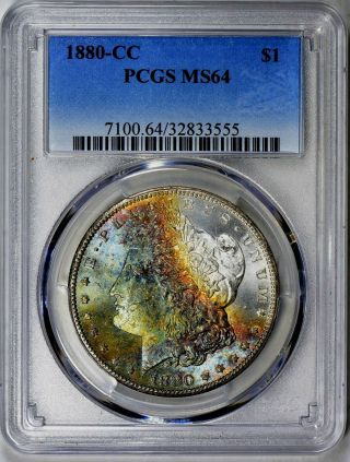 1880 - Cc Morgan Silver Dollar - Pcgs Ms64 - Rich Dark Toning Obverse,