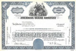 American Sugar Company.  1963 Common Stock Certificate