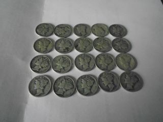 90 Silver Mercury Dimes $2.  00 Face Value (20 Coins)