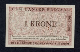 Denmark 1 Krone (1947 - 58) Den Danske Brigade Pick M10 Au - Unc.