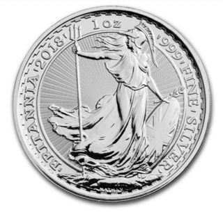 2018 1 - Ounce Silver Britannia Coins (1 Tube,  20 Coins)