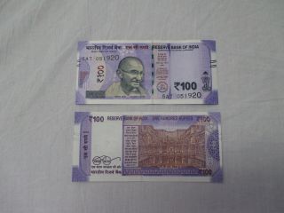 Indian 100 Rupee Note Bank Bill Mahatma Gandhi Bill Purple 100 Rupee Circulated