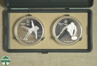 Calgary 1988 Olympic Winter Games Proof 2 - Coin Set In Case With Papers