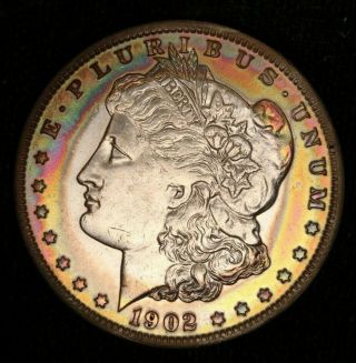 1902 - O $1 Morgan - Stunning Rainbow - Toned Obv
