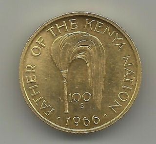 Kenya 100 Shillings 1966 Gold (7.  6 Gr. ) Km 7 Unc
