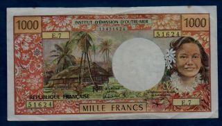 French Pacific Papeete Banknote 1000 Francs Nd Vf