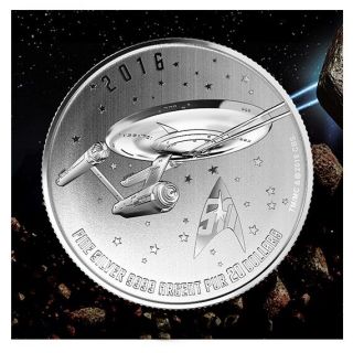 2016 Canada 20$ Star Trek Enterprise Silver Coin 99.  99 Pure Silver