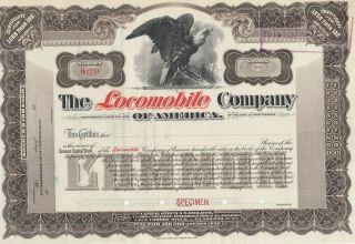 The Locomobile Company Of America Specimen Stock Certificate 1900 