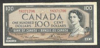 1954 $100.  00 Bc - 43c Vf,  Scarce Bank Of Canada Qeii Old One Hundred Dollars