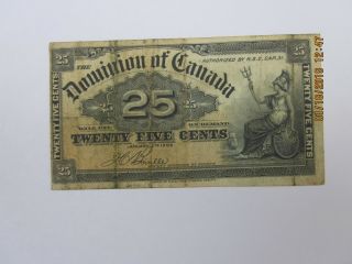 Circulated January 2nd 1900 25 Cents,  Dominion Of Canada Bank Note