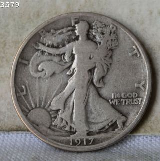 1917 - S Rev Liberty Walking Half Dollar " G,  " S/h After 1st Item