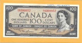 1954 Canadian 100 Dollar Bill B/j8399952 (circulated)