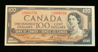 1954 Canadian $100 Dollar Bill - Lawson/bouey - Bc - 43c - C/j (bb 1200)