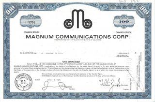 Magnum Communications Corp.  1971 Common Stock Certificate