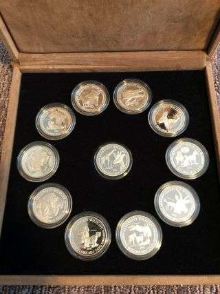 1998 Tanzania Serengeti Wildlife 11 Coin Silver Proof Set With Case And