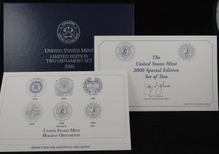 2000 United States Limited Edition Two Ornament Set With C.  O.  A.  And Box