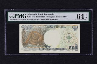 1992/1997 Indonesia Bank Indonesia 500 Rupiah Pick 128f Pmg 64 Epq Choice Unc