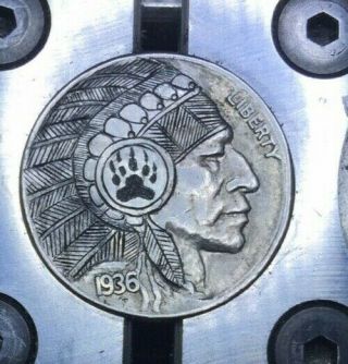 Hobo Nickel Hand Carved Engraved Ohns Love Token Native American Indian Chief