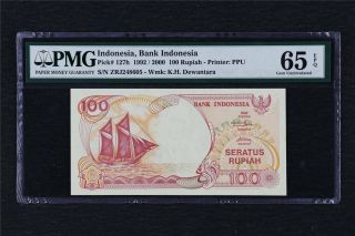 1992/2000 Indonesia Bank Indonesia 100 Rupiah Pick 127h Pmg 65 Epq Gem Unc