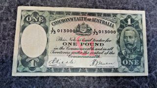 Australia (1933) 1 Pound - Riddle/sheehan.  Legal Tender Issue.  Fine