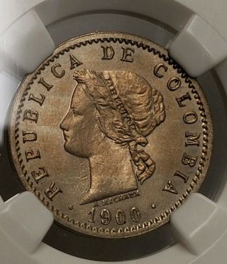 Top Ngc Pop Pn79 Colombia - 1900 Pattern Coin - Ms64 - 10 Centavos