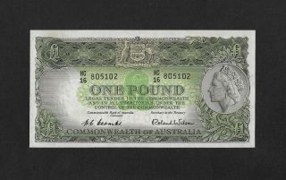 Unc Commonwealth Bank Sign.  Coombs - Wilson 1 Pound 1953 Australia England