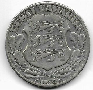 Estonia 1930 2 krooni silver coin 2