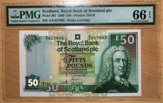 2005 Scotland 50 Pound Banknote Pmg 66 Epq (pick 367) - Gem -
